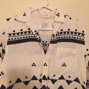 J Crew - white linen print coverup